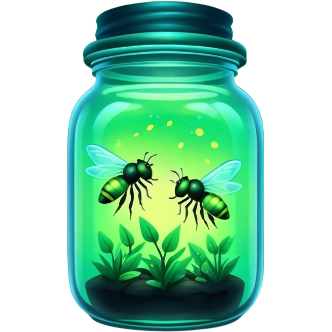 Two fireflies in a glass jar emoji