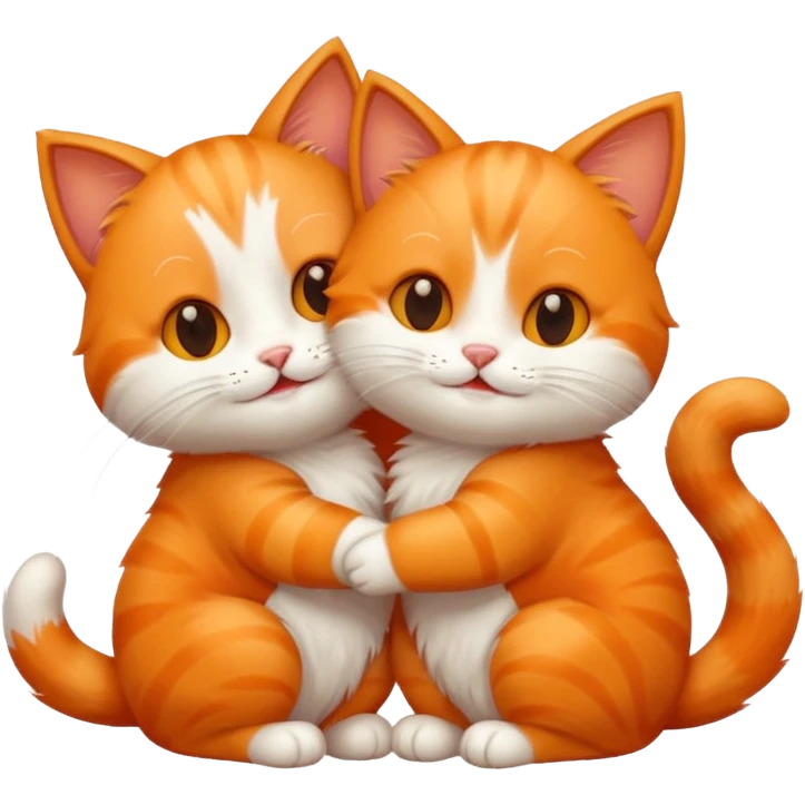 two happy cats hugging emoji