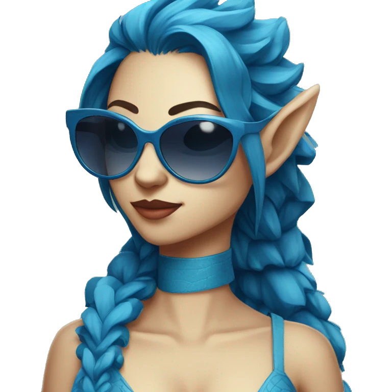 A blue dragon with sunglasses on her eyes, reflecting her coolness and stylishness emoji