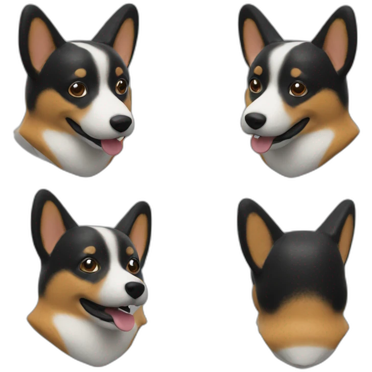 Black corgi sculpture emoji