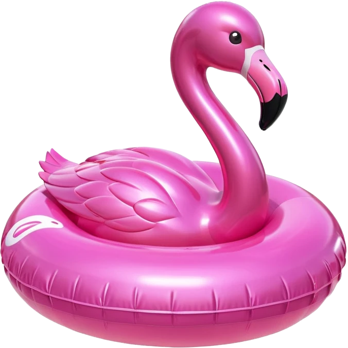 3D render of Pool Flamingo made of shiny inflatable vinyl, visible seam lines, air valve, highly reflective plastic texture, pool toy aesthetic, Apple emoji style, isolated on white background --v 6.0 emoji
