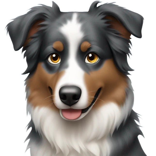 Australian shepherd with blue e emoji