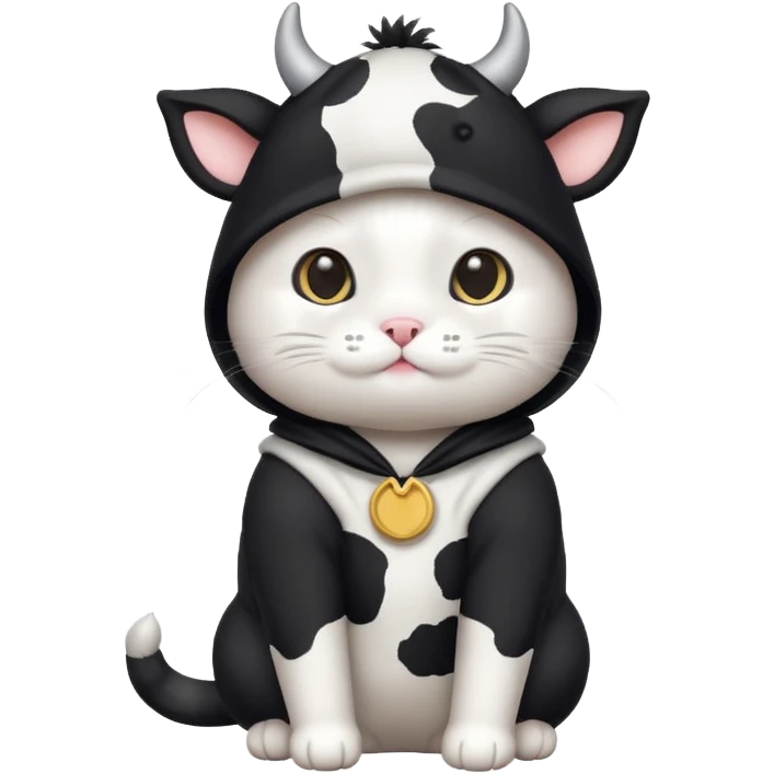 Cute cat in cow costume emoji