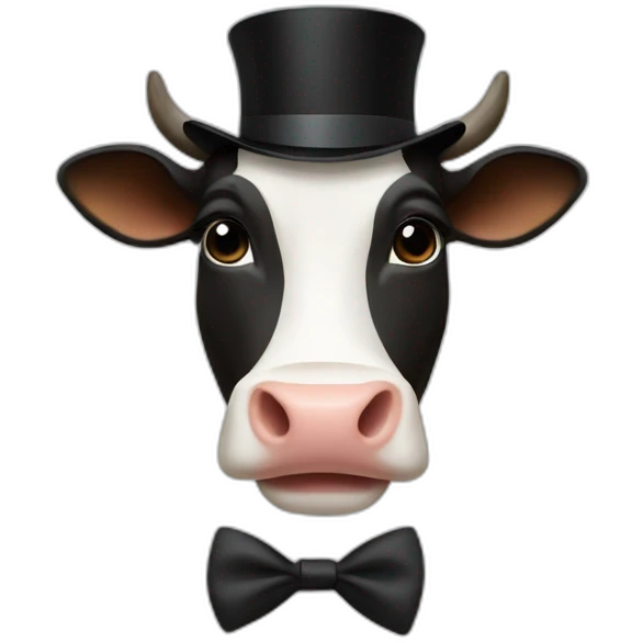 Cow with top-hat emoji