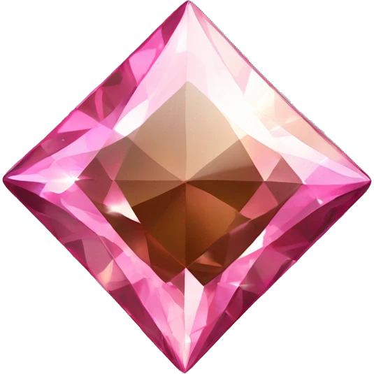 Flat Realistic square shiny sparkling brown and pink glittering diamond. emoji