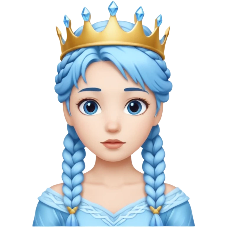 braided hair ice princess with ice crown, blue hair emoji