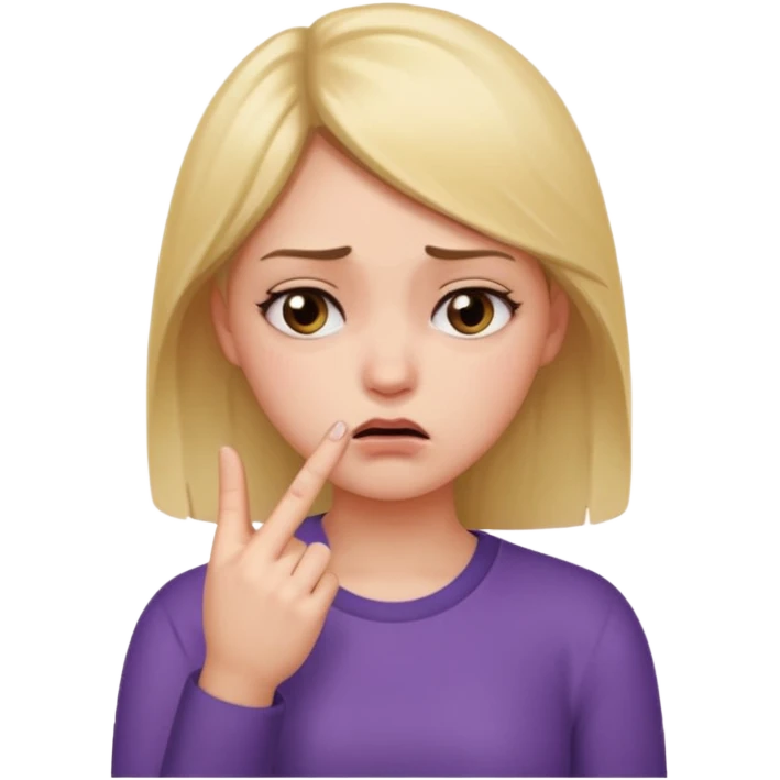 a girl looking upset with hand on face and middle finger emoji