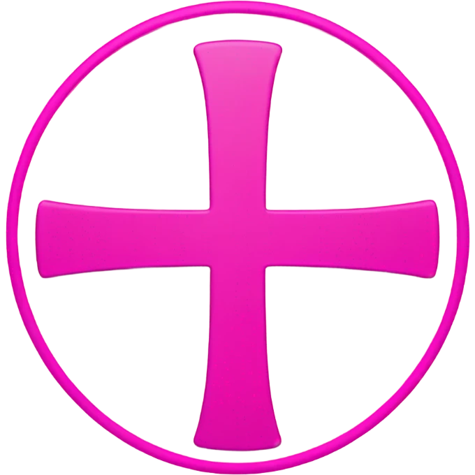 Minimalistic female sign emoji with a pink circle and cross, simple and bold, with smooth lines and a modern digital style emoji