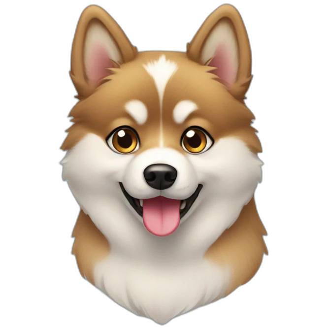 Pomsky with heart eyes emoji