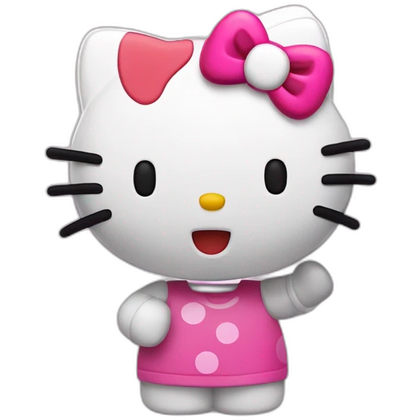 hello kitty saltando en una pata y con una mano en la cabeza emoji