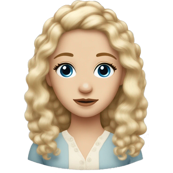 danish girl, blonde medium long hair, blue eyes, sharp button nose , long lashes, freckals, sharp face, fluffy hair emoji