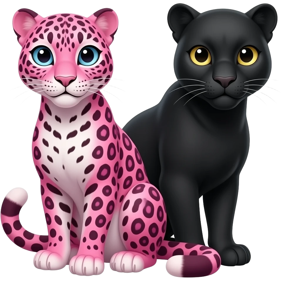Leopardo rosado seductor junto a un leopardo negro emoji