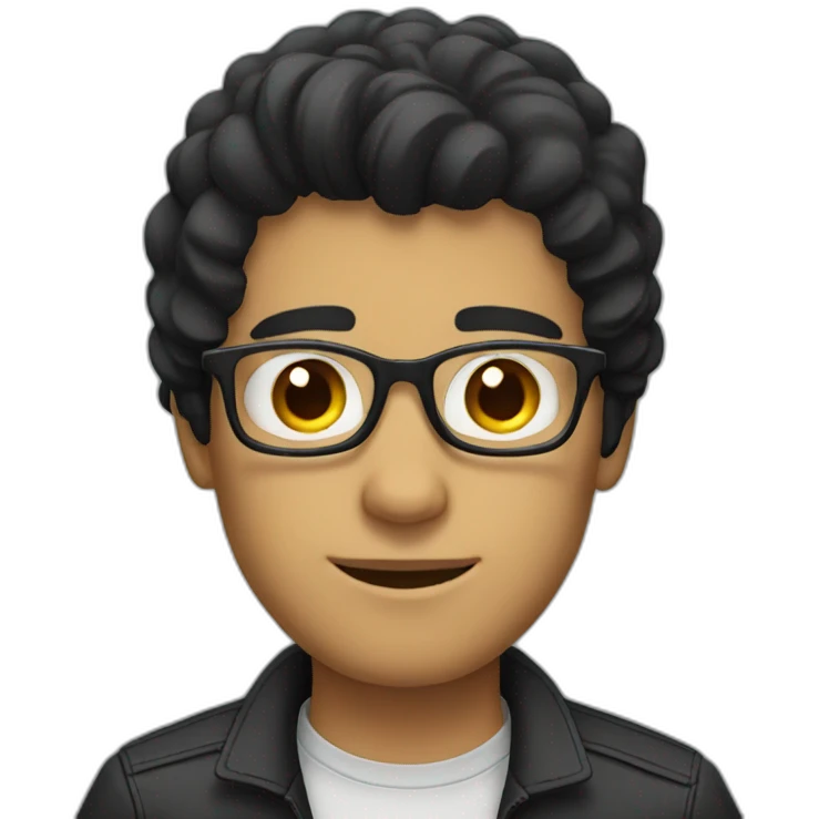 male with black hair and glasses emoji