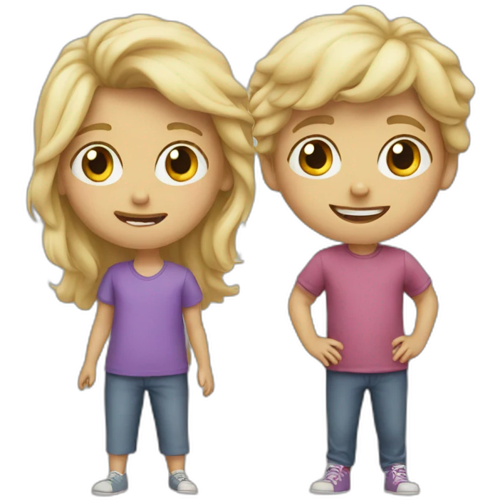 Two crazy children emoji