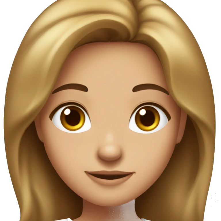 brunette girl, slim, Italian, big maple eyes, shiny brown hair, tanned complexion, good health, white t-shirt emoji