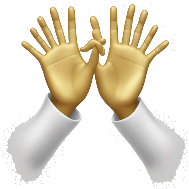 white hand and gold hand giving hands emoji