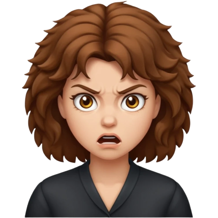 Angry Woman with puffy brown hair   emoji