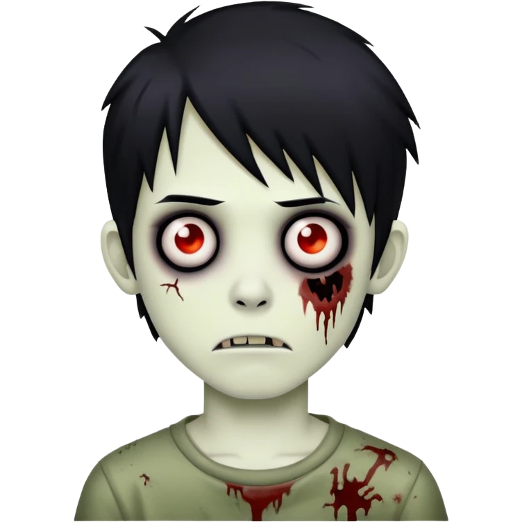 boy zombie with black hair, emo style emoji