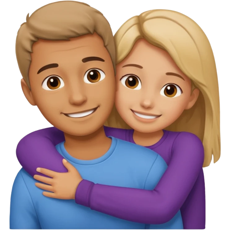 Texte ´Gros câlin’, en dessous un homme serre sa sœur dans ses bras emoji