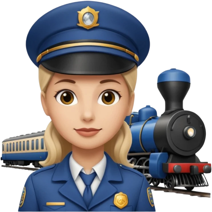 female train conductor with a train in the background emoji