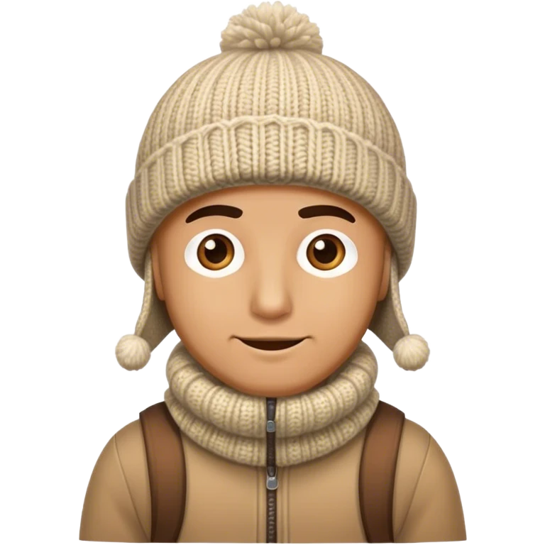 man in outdoor wither clothes and knited hat full scale emoji