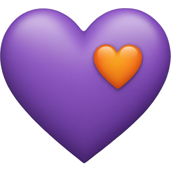 Half purple and half orange pastel heart emoji