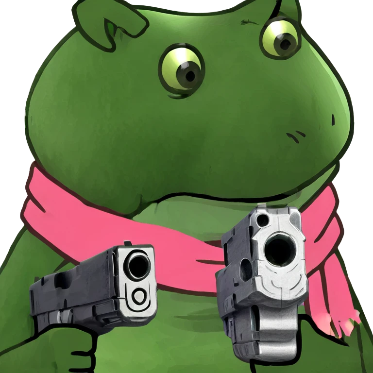 panda with pink scarf and holding a handgun  emoji