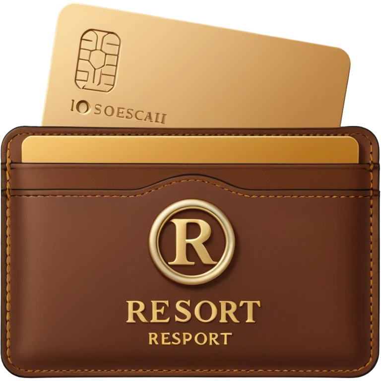 Resort Keycard & Holder: A sleek magnetic keycard paired with a leather card holder embossed with the resort logo.
 emoji