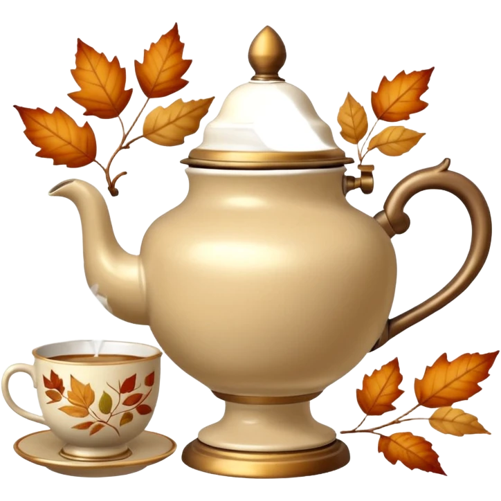 Beige The samovar and autumn and a cup emoji