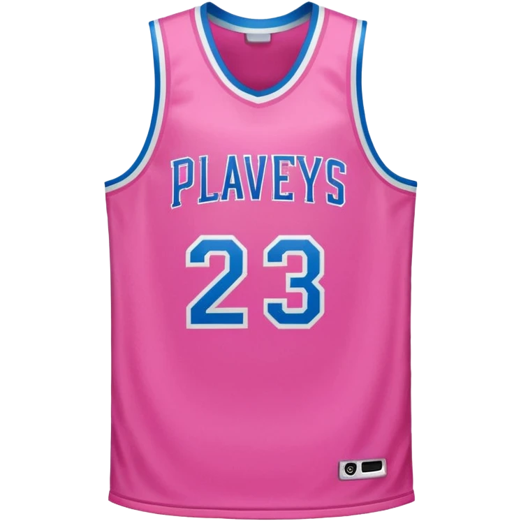 pink basketball jersey with the text PLAVLEYS 23 and a logo emoji