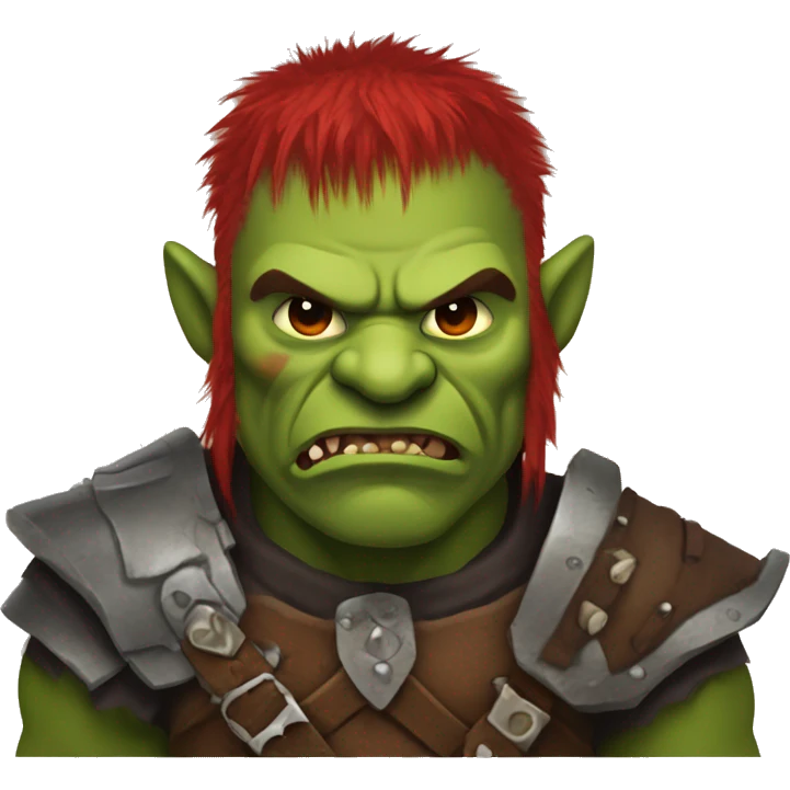 Berserker orc with red beard & red mohican emoji