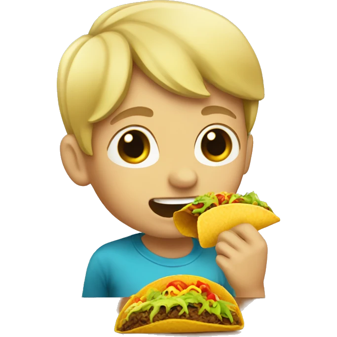Blond boy eating a taco emoji