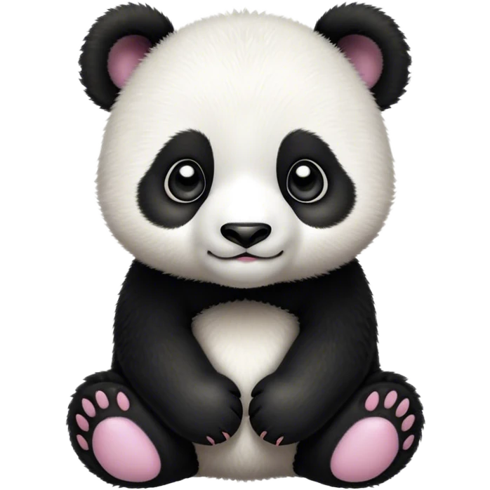 Cinematic Noble Baby Panda Portrait Emoji, Poised and regal, with a tiny, adorable build and a soft, fuzzy Fur of black and white, deep-set soulful gentle eyes, Simplified yet sharp and sophisticated features, highly detailed, glowing with a soft, dignified glow, high shine, intelligent and endearing, stylized with an air of miniature majesty, focused and attentive, soft glowing outline, capturing the essence of a watchful and confident little panda, so majestic it feels as though it could toddle out of the screen with effortless authority! emoji
