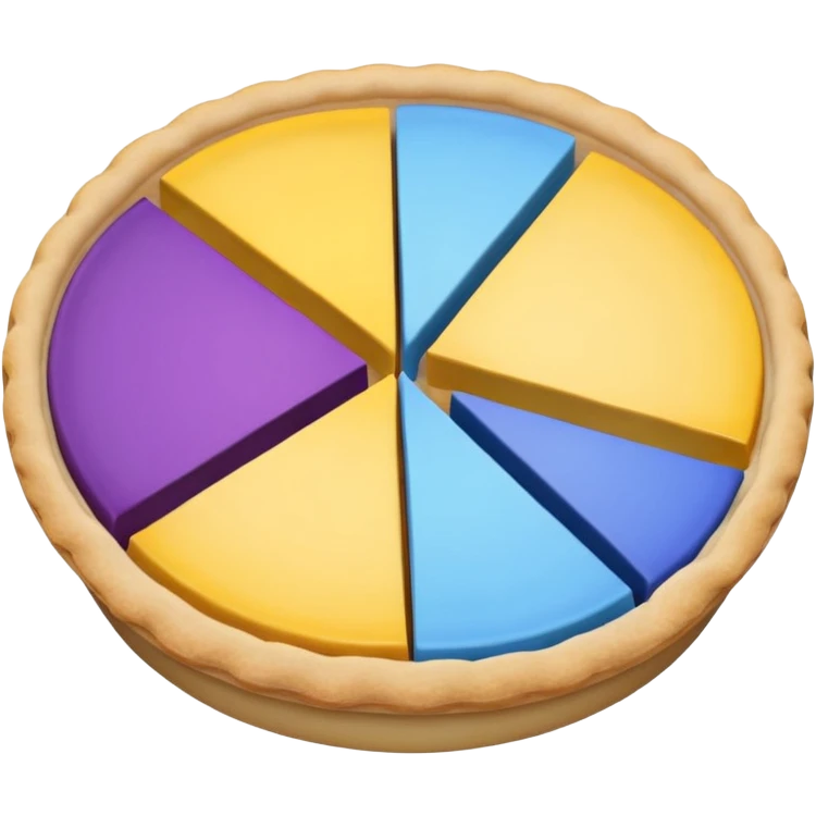 A pie chart with purple, yellow and blue colors only, with only 3  slices similar to this but with the colors I mentioned  emoji