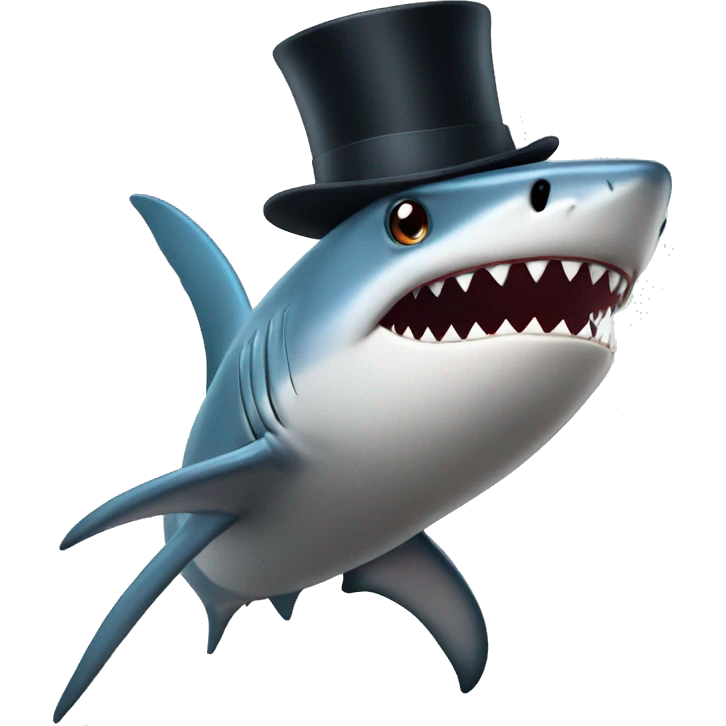 Shark with a top hat emoji
