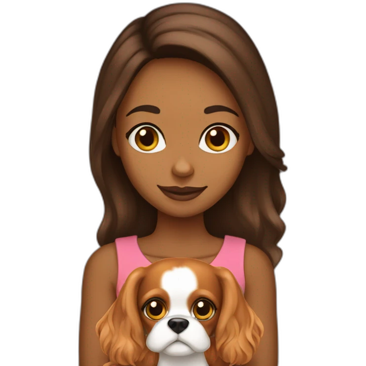 girl holding a cavalier king charles spaniel  emoji