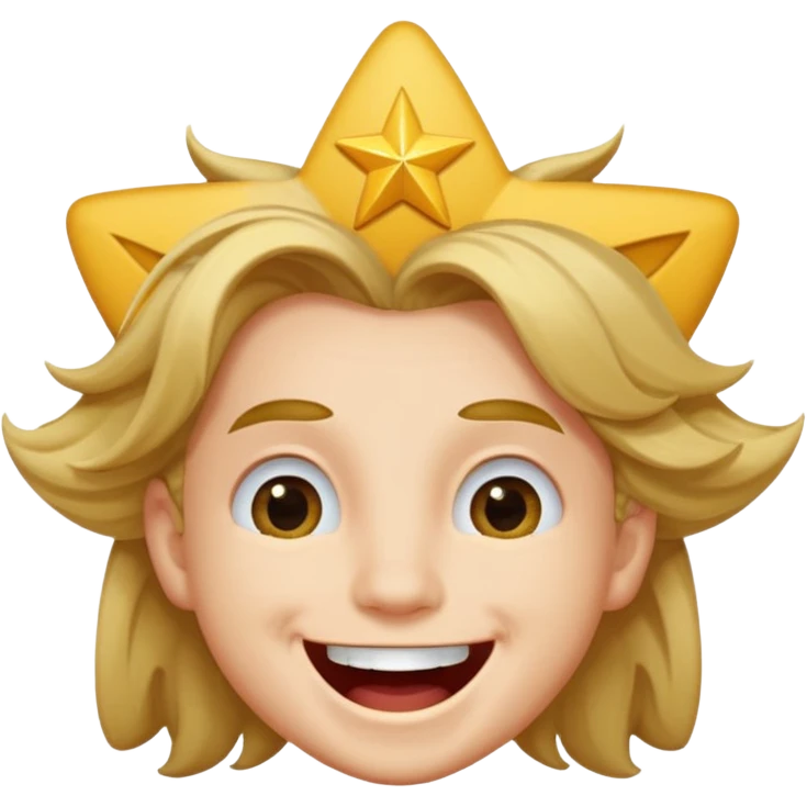 Moreno ojos de estrella riéndose y pelo asía lado emoji
