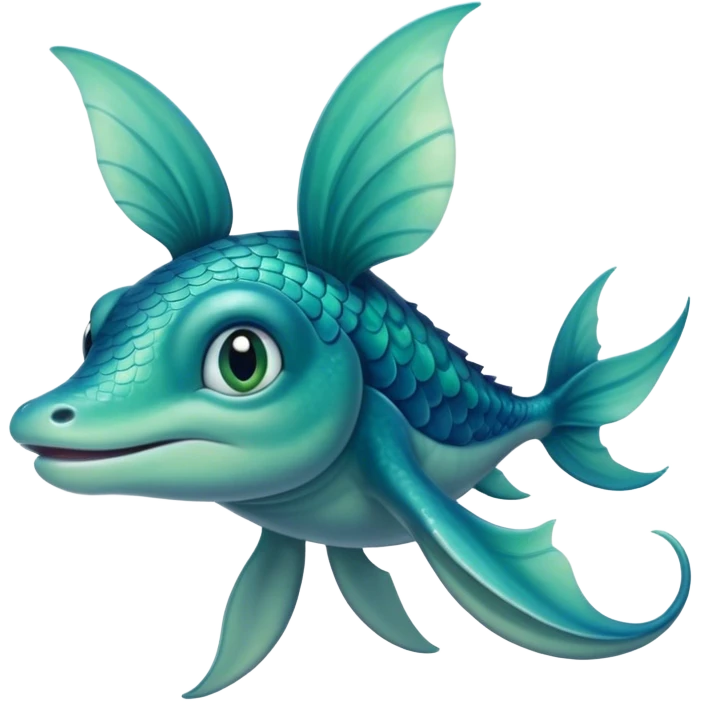 "A young sea creature with smooth, blue-green scales covering his body, large expressive eyes filled with curiosity, and small fin-like ears. His hair transforms into sleek, fin-like tendrils, and his limbs have subtle webbing between the fingers and toes. emoji