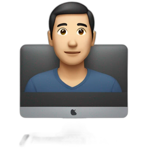 asian man behind a computer emoji