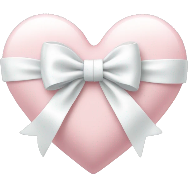 Pale pink heart with white ribbon bow emoji