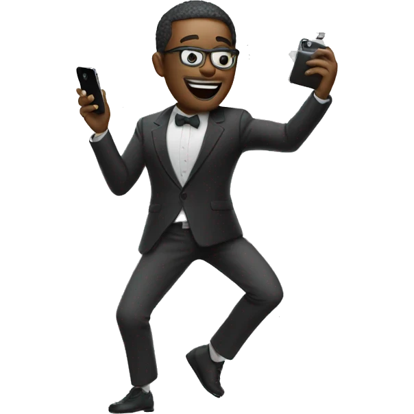 dansing man with iphone and vape emoji