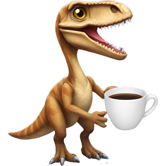 Velociraptor holding a coffee  emoji