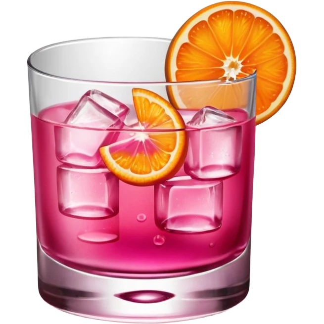 Pink drink in a whiskey glass ONE small single orange slice emoji