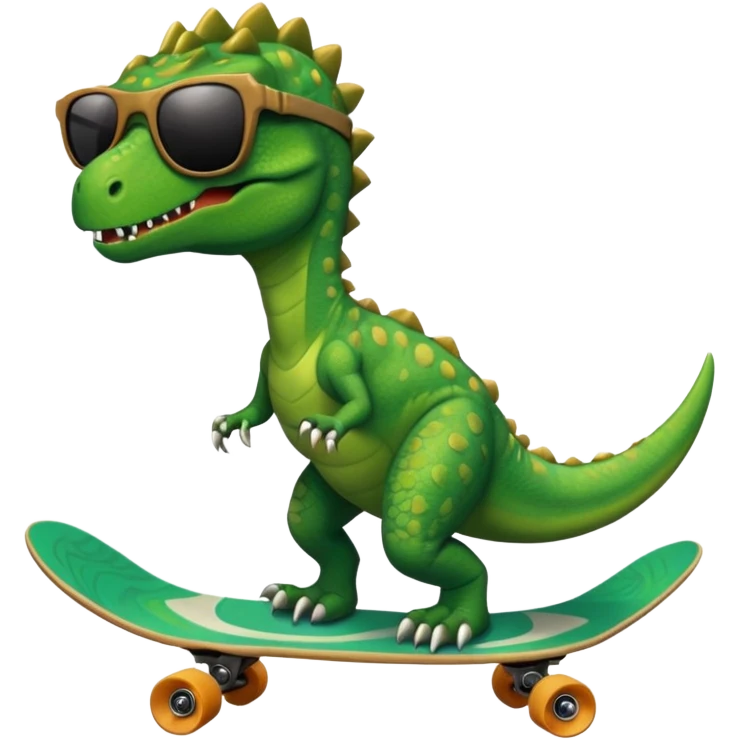 Dinosaur on a skateboard emoji