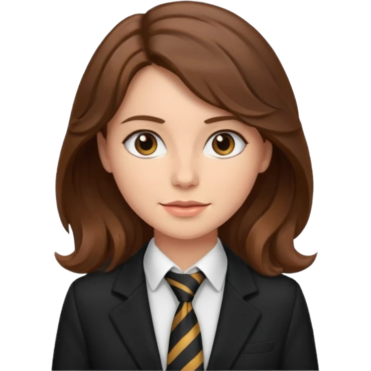 wavy brown haired woman with tie and blazer emoji