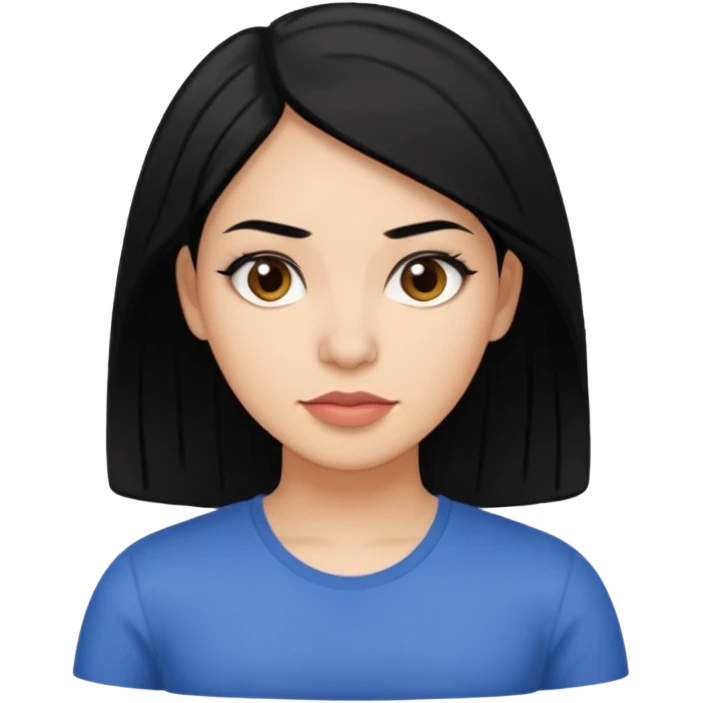 30-year-old Puerto Rican woman with black hair and white skin, neutral expression emoji