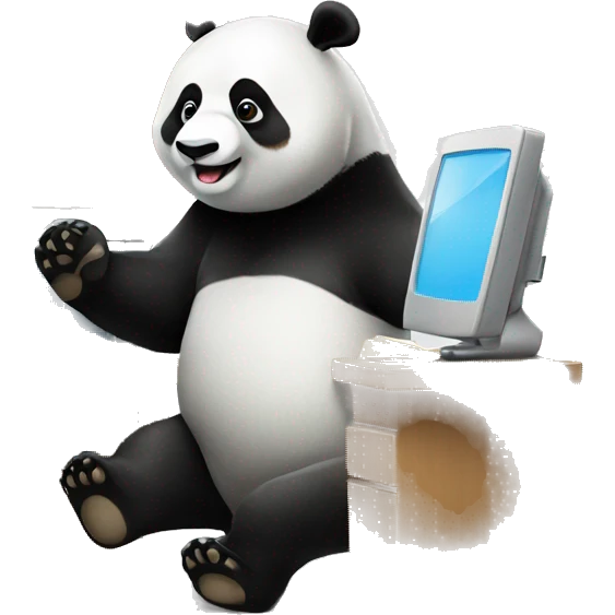 un panda con una impresora emoji