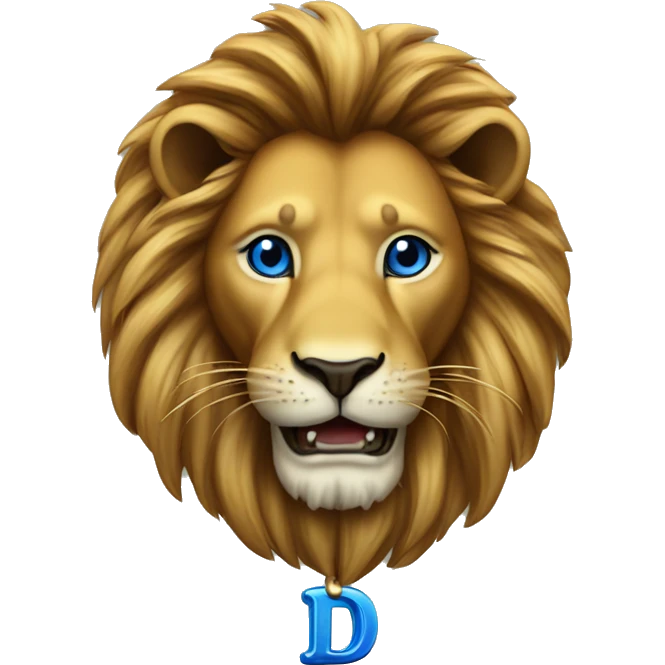 Lion w blue eyes and old English letter D necklace on emoji