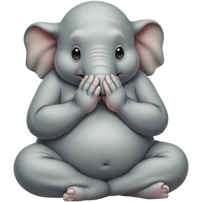 Homunculus Loxodontus (Zhdun), a gray blob-like creature with wrinkled skin, tiny hands folded on lap, patient waiting posture emoji
