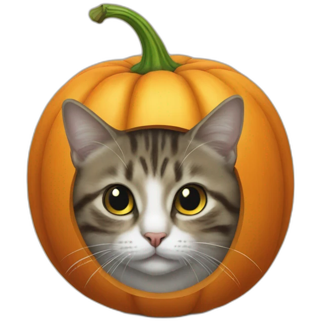 Un chat sur une citrouille emoji